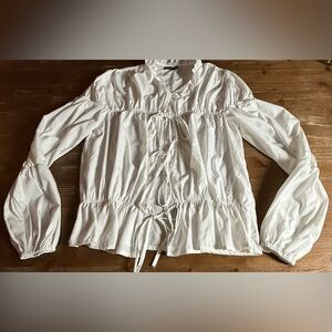 Boohoo White Gathered Blouse